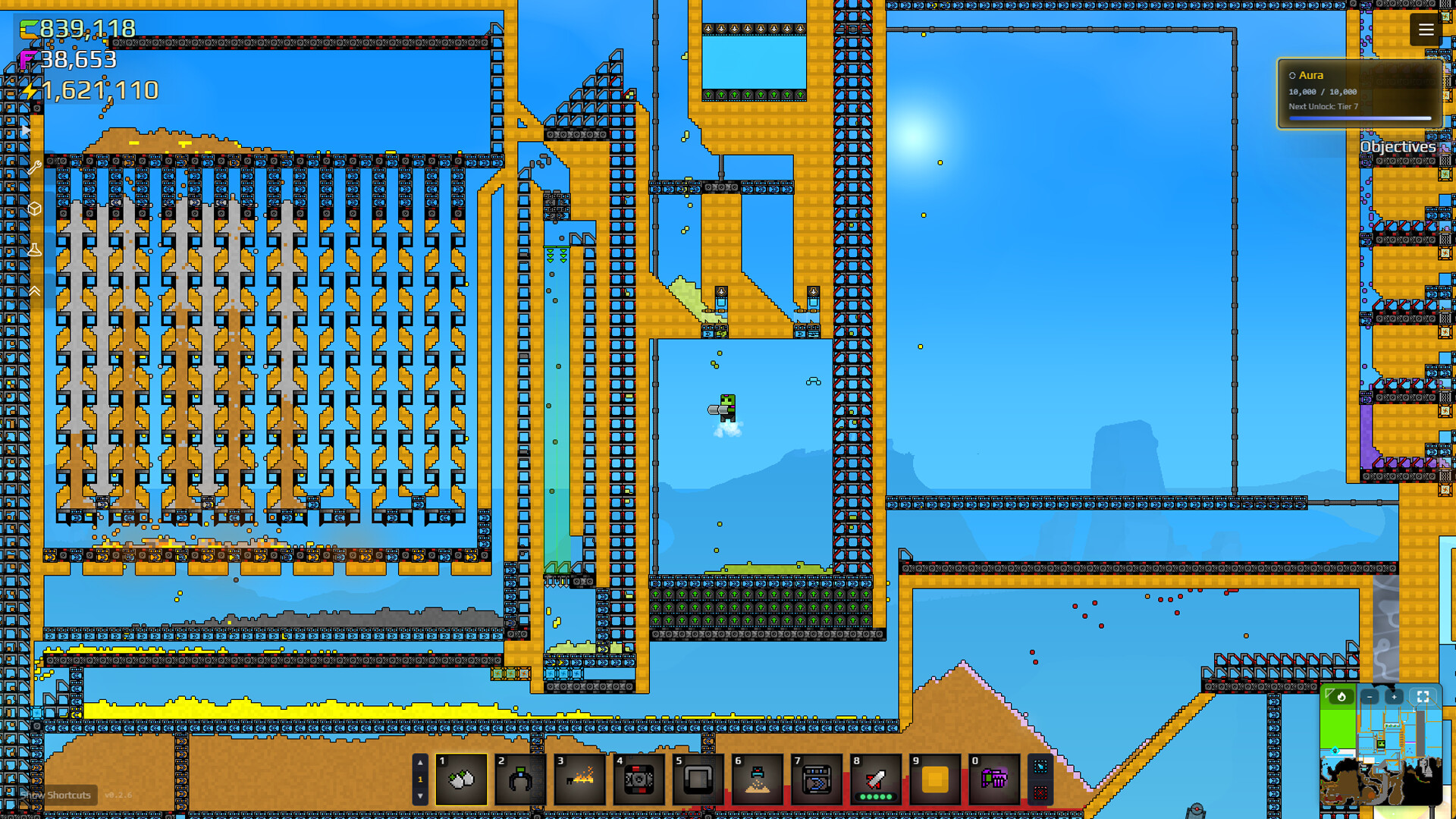 A Sandustry factory overview with separated reservoirs, pipes and production areas